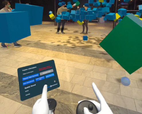 AI-generated image feet, square boxes, a digital device