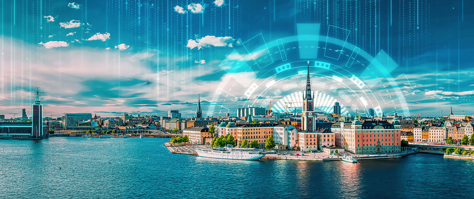 AI-generated image of Stockholm waterfront