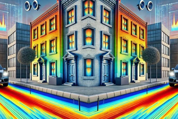 graphic image of digital monitoring of a city road corner