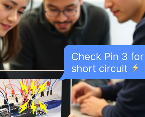 students experimenting with electric circuits and AI