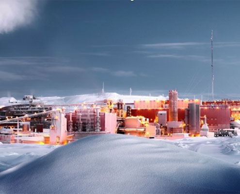 factory - power plant in snow
