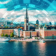 graphic digital image with Stockholm in background